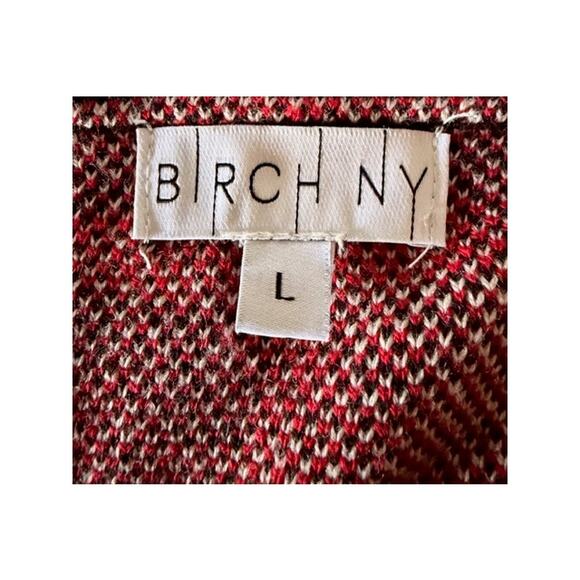 Birch NY Red Black Plaid Open Front Longline Cardigan Sweater – Size L - Picture 5 of 7